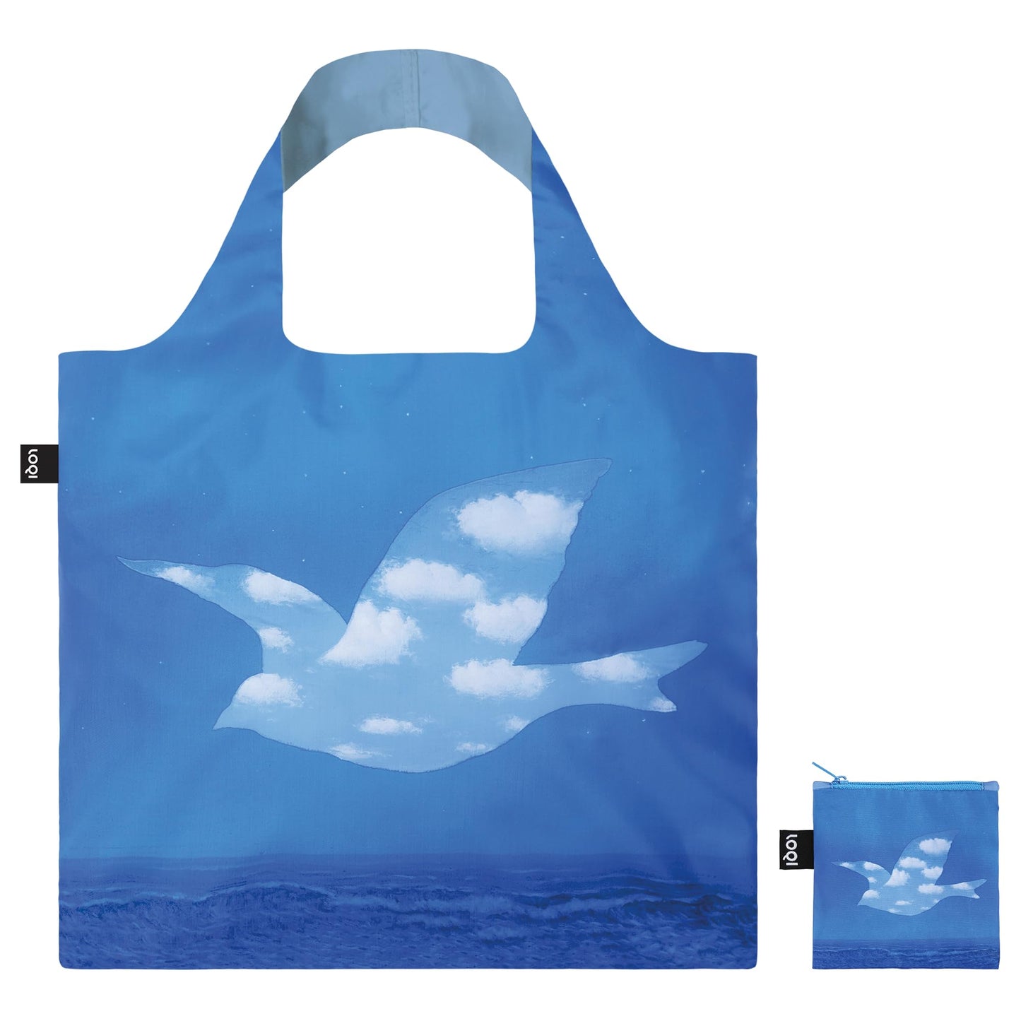 LOQI RENE MAGRITTE The Promise Recycled bag, blue, Blue, Contemporary, Blue, Medium to Large, Contemporary