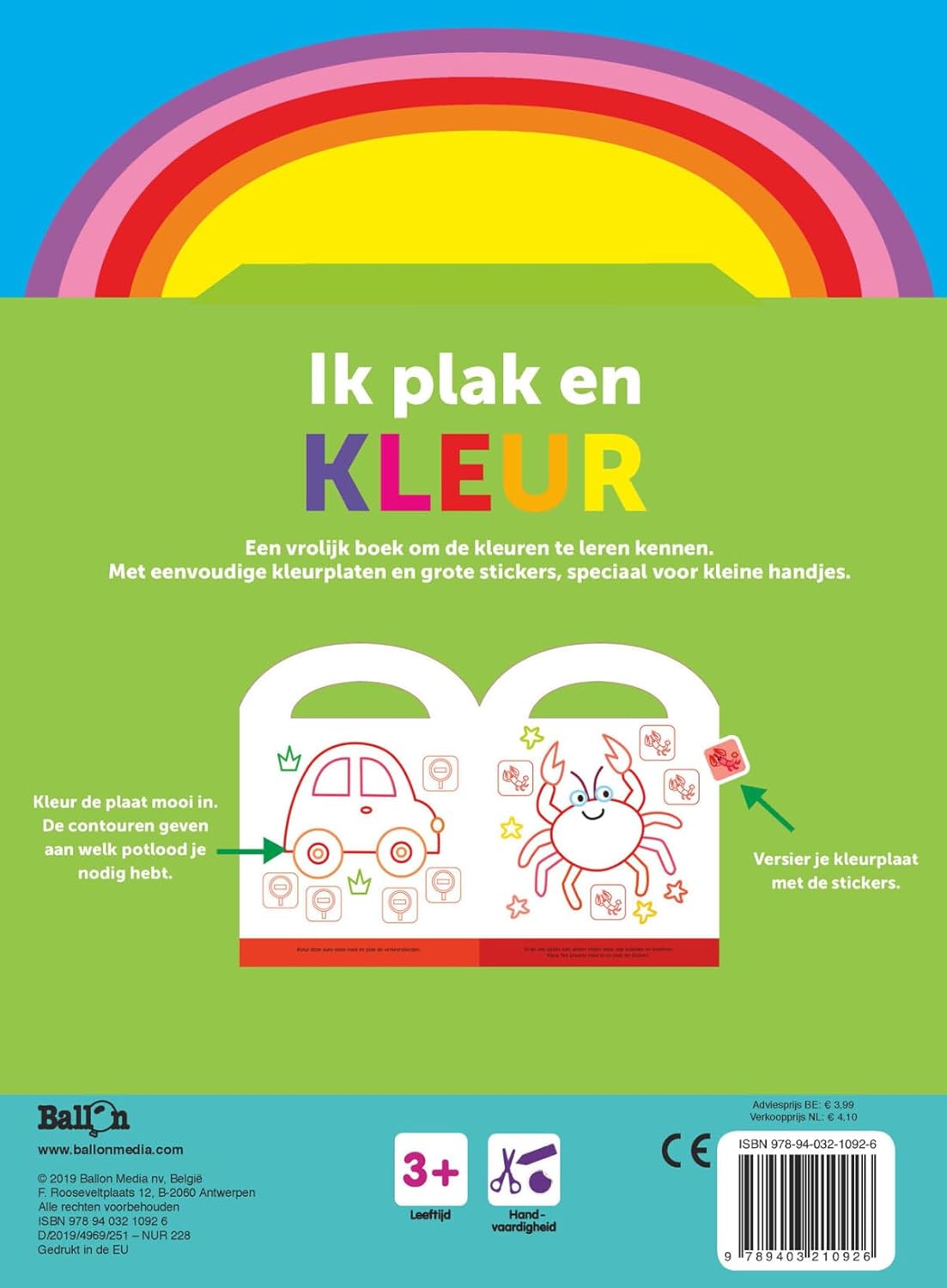 Ik plak en kleur 3+ (kikker groen