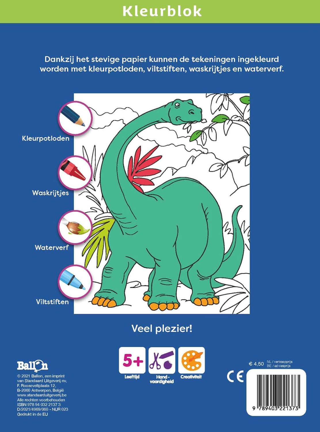 Standaard Uitgeverij - Kleurblok Dinosaurussen 5+