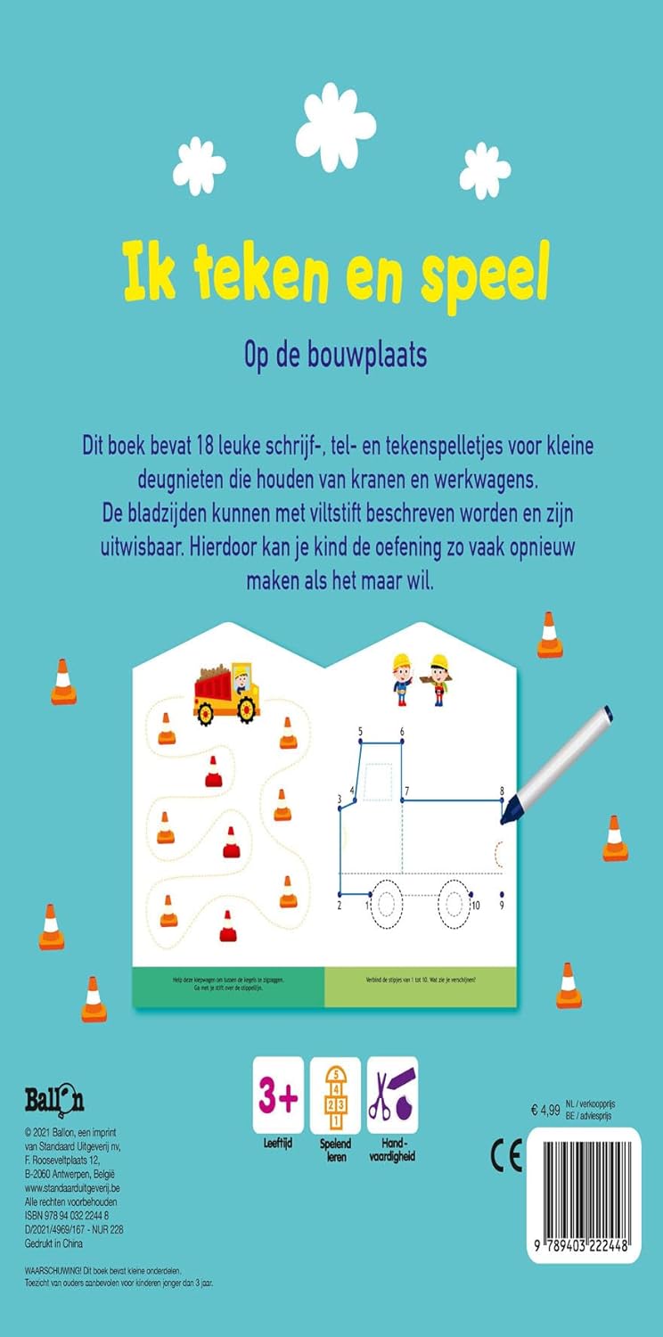 Standaard Uitgeverij - Ik teken en speel - Op de bouwplaats (wipe & clean)