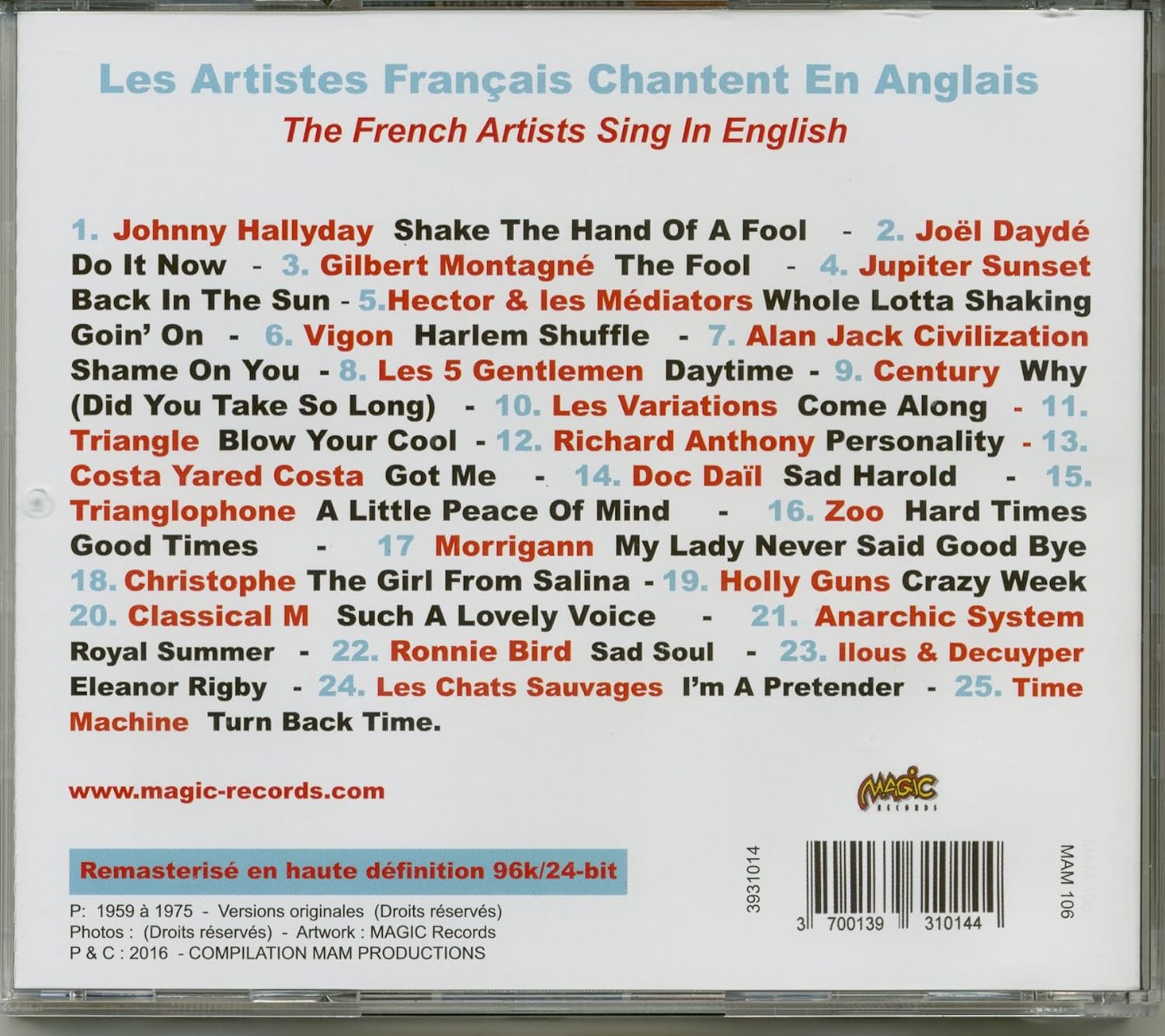 ARTISTES FranCais CHANTENT EN ANGLAIS - CD