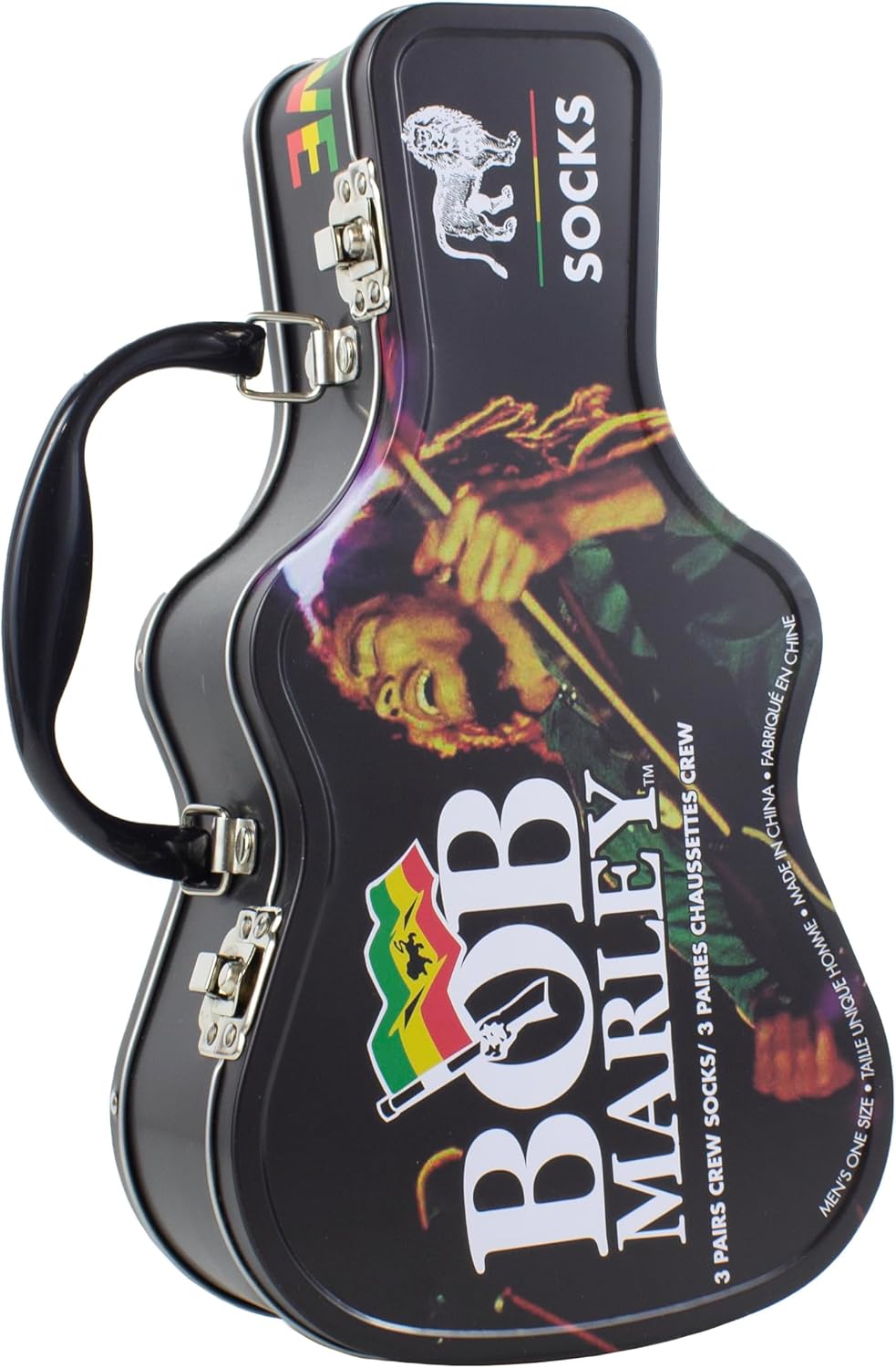 Bob Marley Socks 3 Pack In Guitar Tin (One Size)