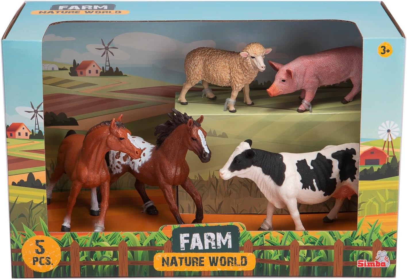 Simba 104343102 Farm Figure Set with Farm Figures, Toys, Horse, Galloping Horse, Sheep, Pig, Cow, 10-15 cm, from 3 Years