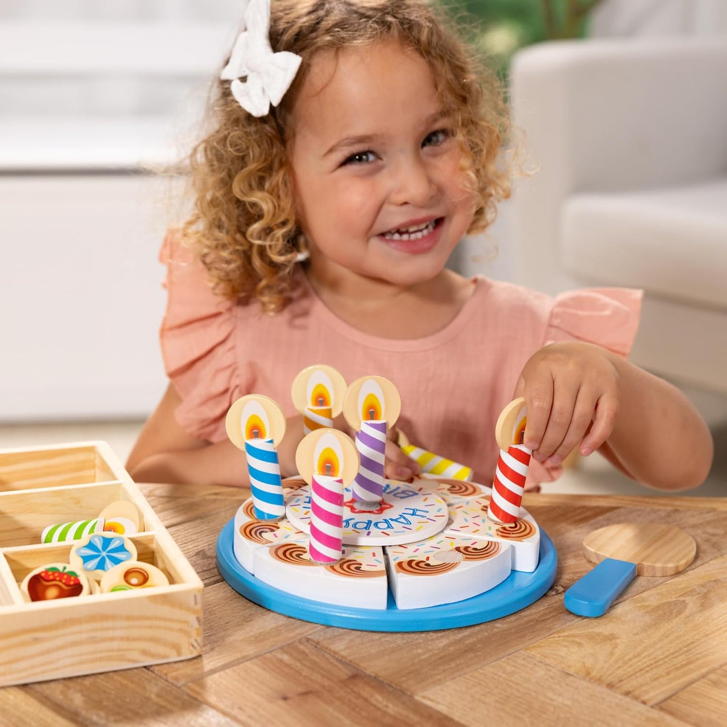 Melissa & Doug Wooden Birthday Cake | Pretend Play | Wooden Play Food Toy for Kids | 3+ | Gift for Boy or Girl