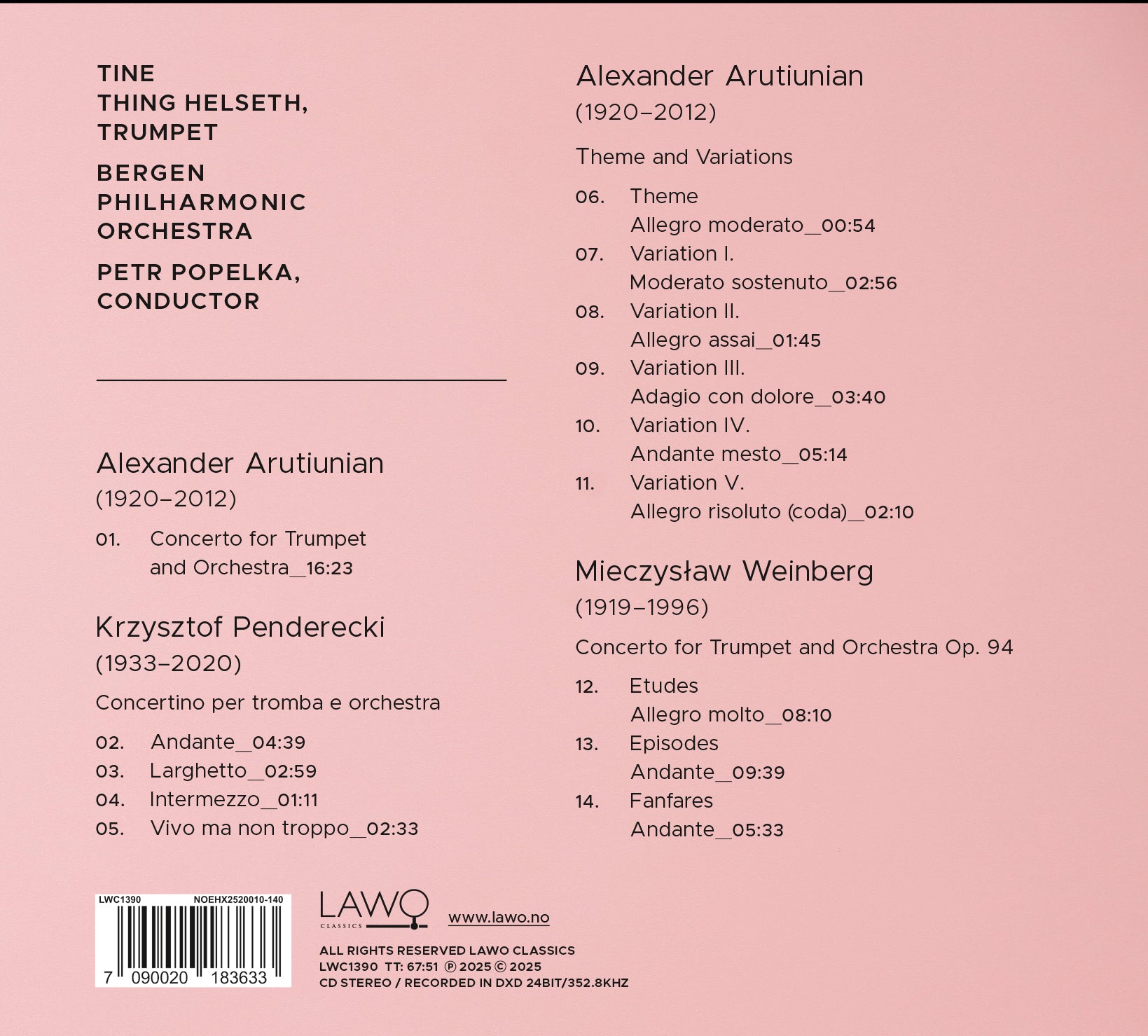 Tine Thing Helseth: Echoes: Trumpet Concertos By Arutiunian/Penderecki/Weinberg