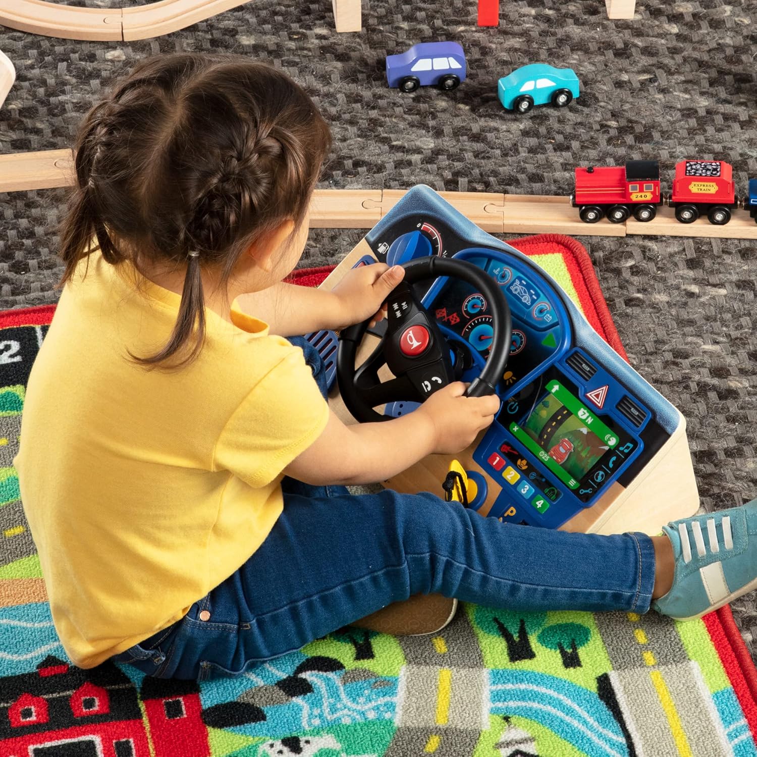Melissa & Doug Vroem & Zoem dashboard | Houten Speelgoed | Fantasiespel | Licht en geluid speelgoed | Creatief spelen | 3+ | Cadeau voor jongens en meisjes
