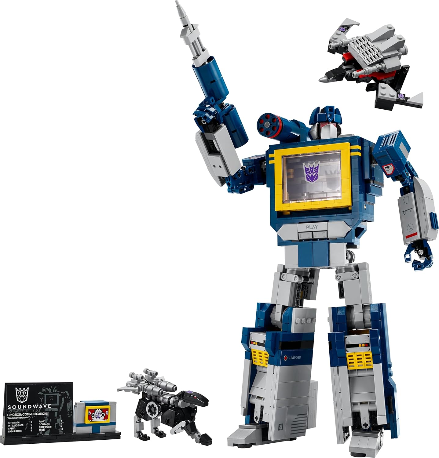LEGO Icons Transformers: Soundwave Set for Adults - Display Model Kit with Convertible Figures incl. Laserbeak & Ravage, plus a Sound Brick - Collectible Gift for Fans - 10358
