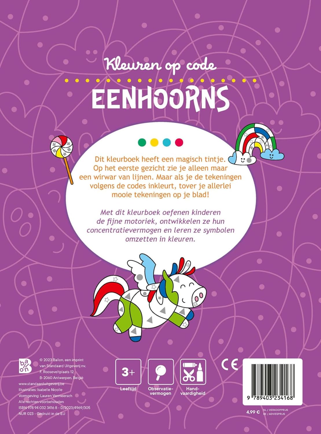 Standaard Uitgeverij - Kleuren op Code - Eenhoorns 3+