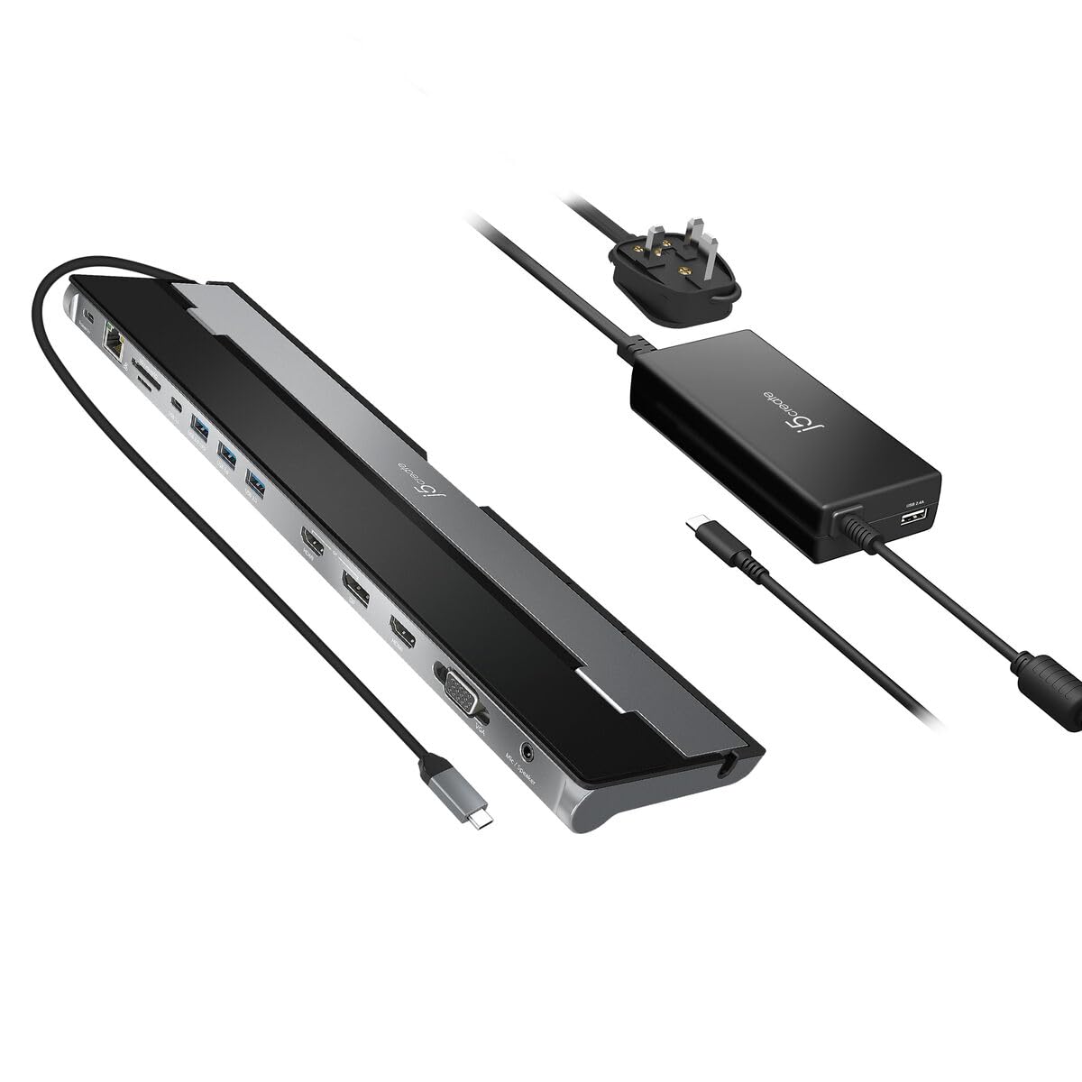 J5Create - Usb-C Triple Display Docking Station With 100W Pd Adapter - Eu