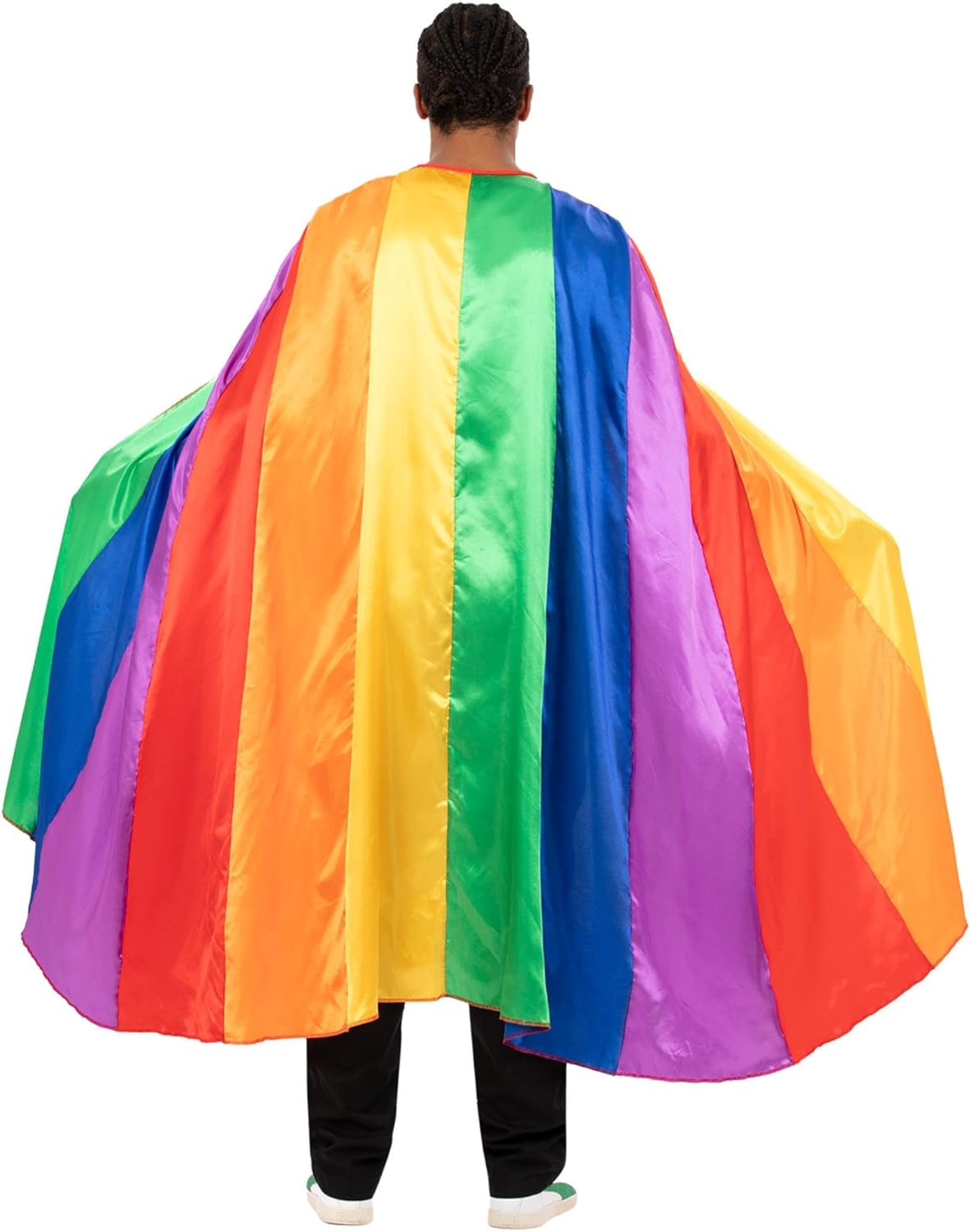 Smiffys Rainbow Cape Colourful Pride Costume Accessory for Adults LGBTQ Parades Fancy Dress Events Festivals and Parties Lightweight Satin Feel Unisex Cape with Tie Neck Design for Celebration & Fun