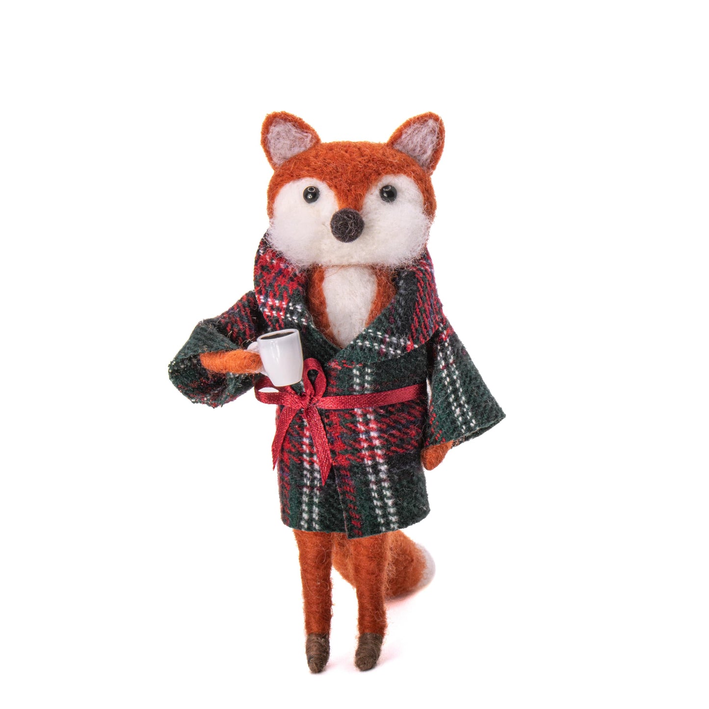 Sass and Belle Fox in Tartan Dressing Gown Felt Decoration
