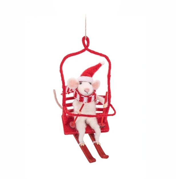 Sass and Belle Mouse on a Ski Lift Felt Decoration