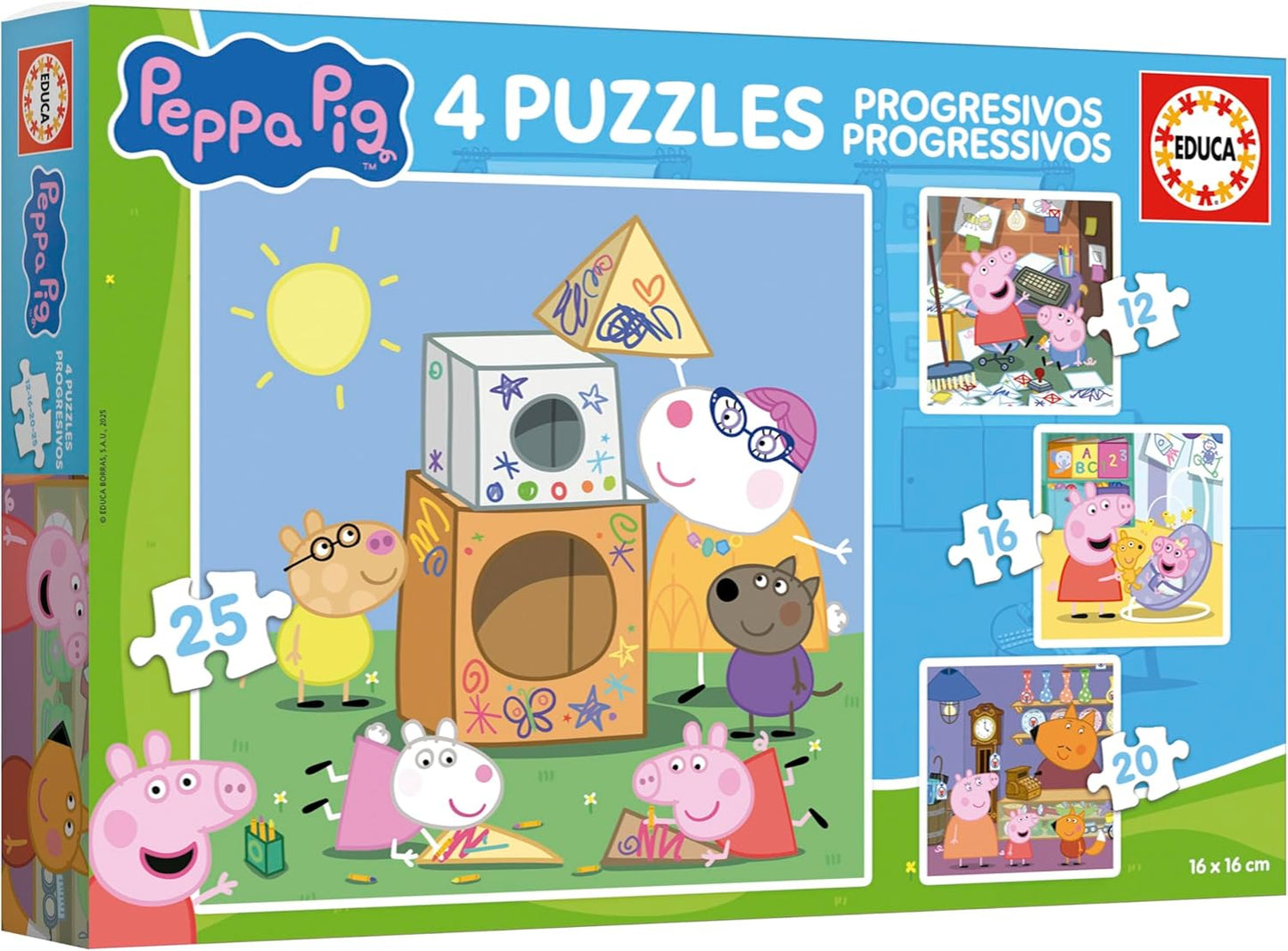 Educa - Peppa Pig Progressive Puzzles | 4 Puzzles 12+16+20+25 Pieces | Ages 3+ (20326