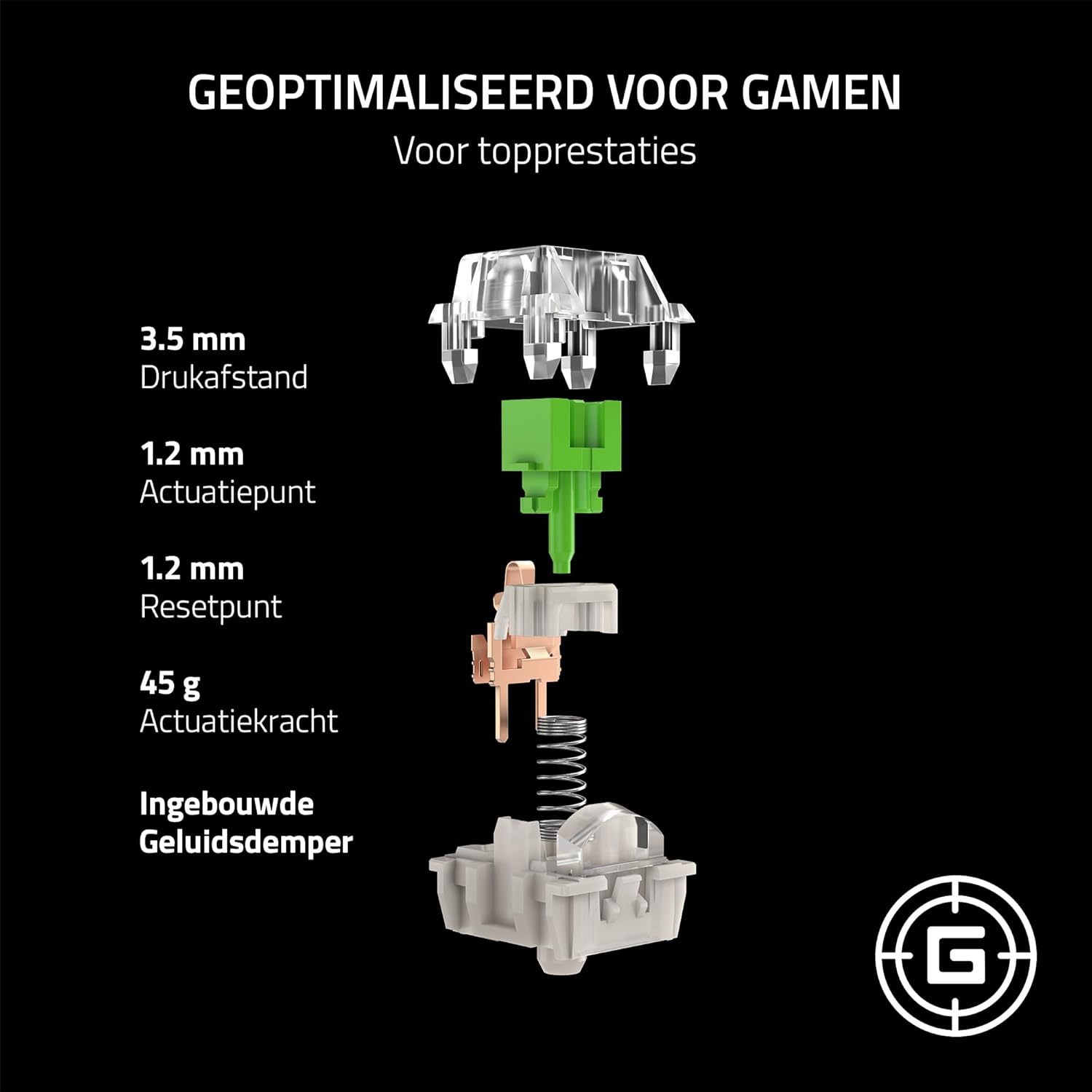 Razer Mechanische Schakelaars Pack - 36 Gen-3 mechanische PC-schakelaars (geoptimaliseerd voor Gaming, transparante behuizing met LED, veelzijdige 3-pins connectoren) Green Clicky Switches
