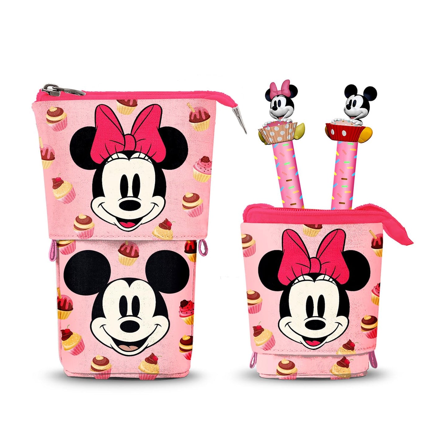 Disney Cute Pencil Case + 2 Erasable Gel Pens School Set 3 Pieces 11.5 x 17 cm, One Size