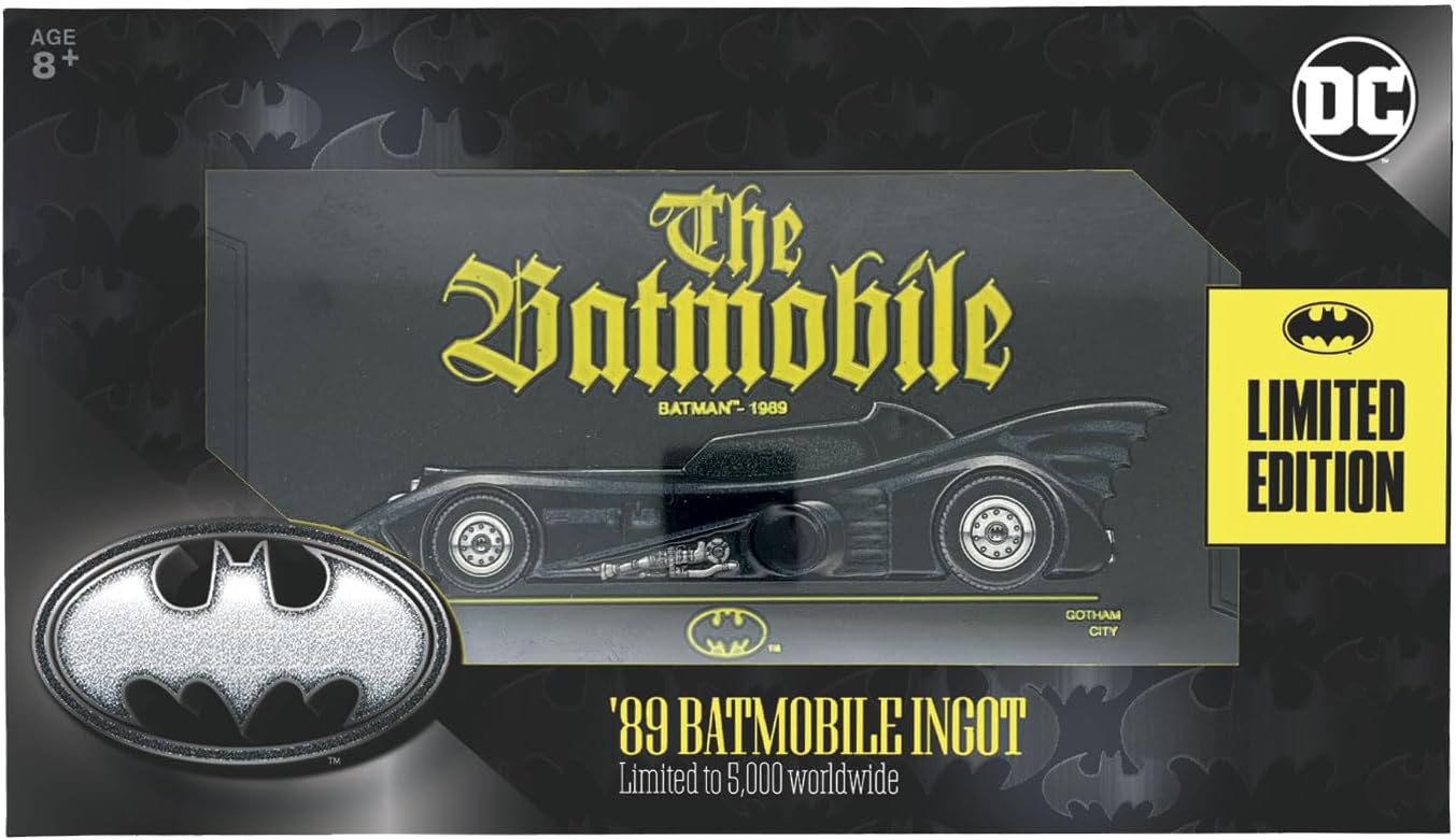 FaNaTtik Batman Batmobile Large Collectible Metal Ingot – Official Limited Edition 1989 Movie Memorabilia – Individually Numbered with Display Stand – 145 x 73.6mm, 5,000 Worldwide