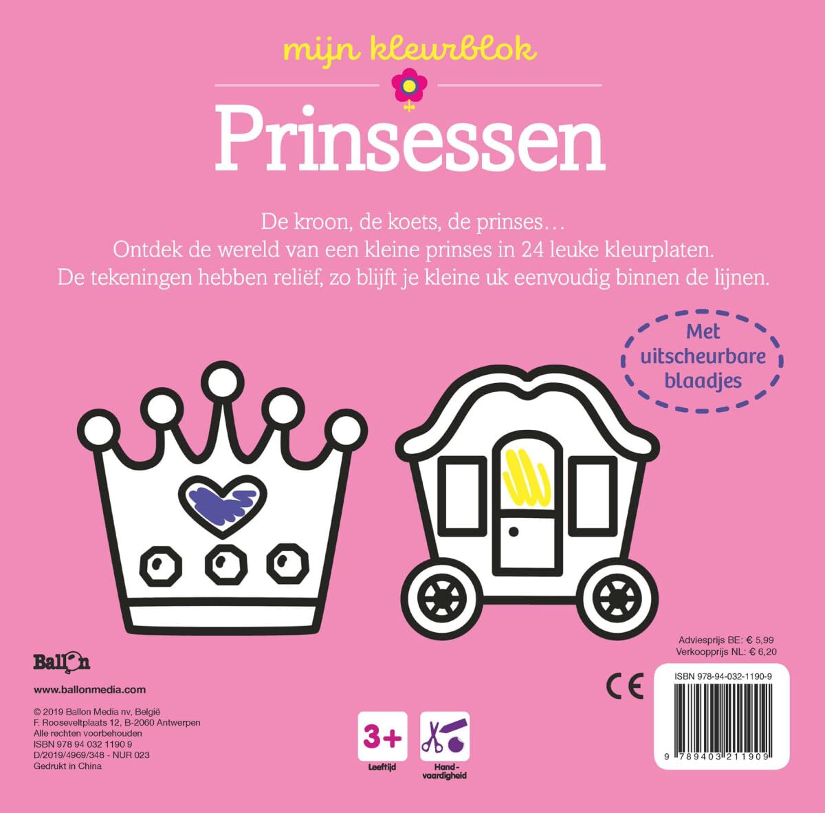 Standaard Uitgeverij - Kleurblok Junior - Prinsessen Dikke Lijnen 3+