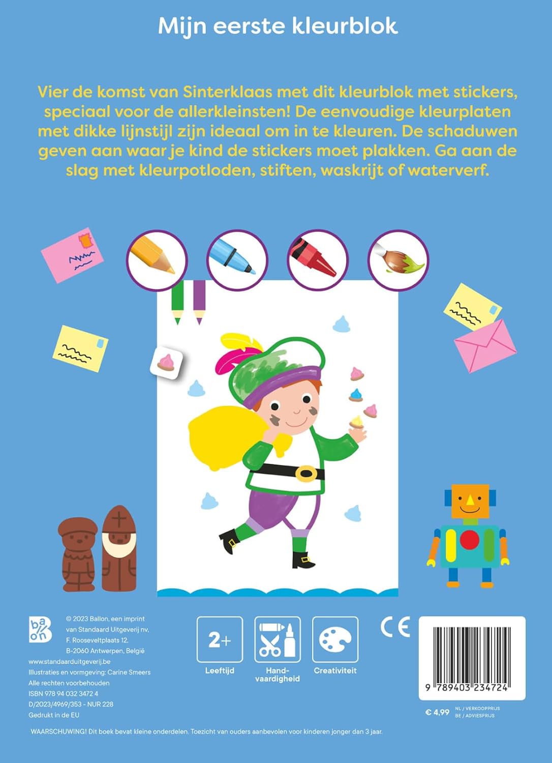 Standaard Uitgeverij - Mijn Allereerste Kleurblok met Stickers - Sinterklaas 2+