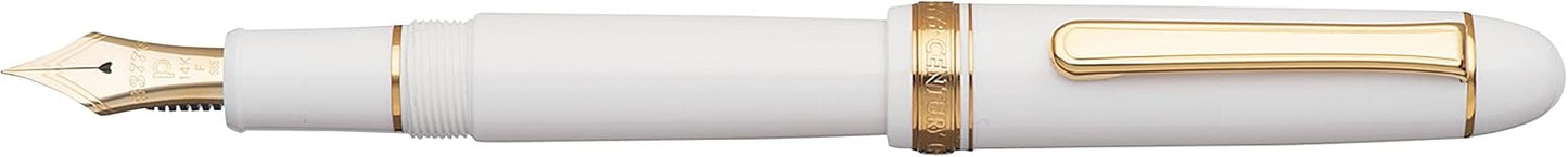 PLATINUM Japanese Fountain Pen #3776 Century Gold Trim Chenonceau White UEF/White/0.18-0.24 mm/Handmade/14K Gold Nib with Gift Box/Fountain Pen