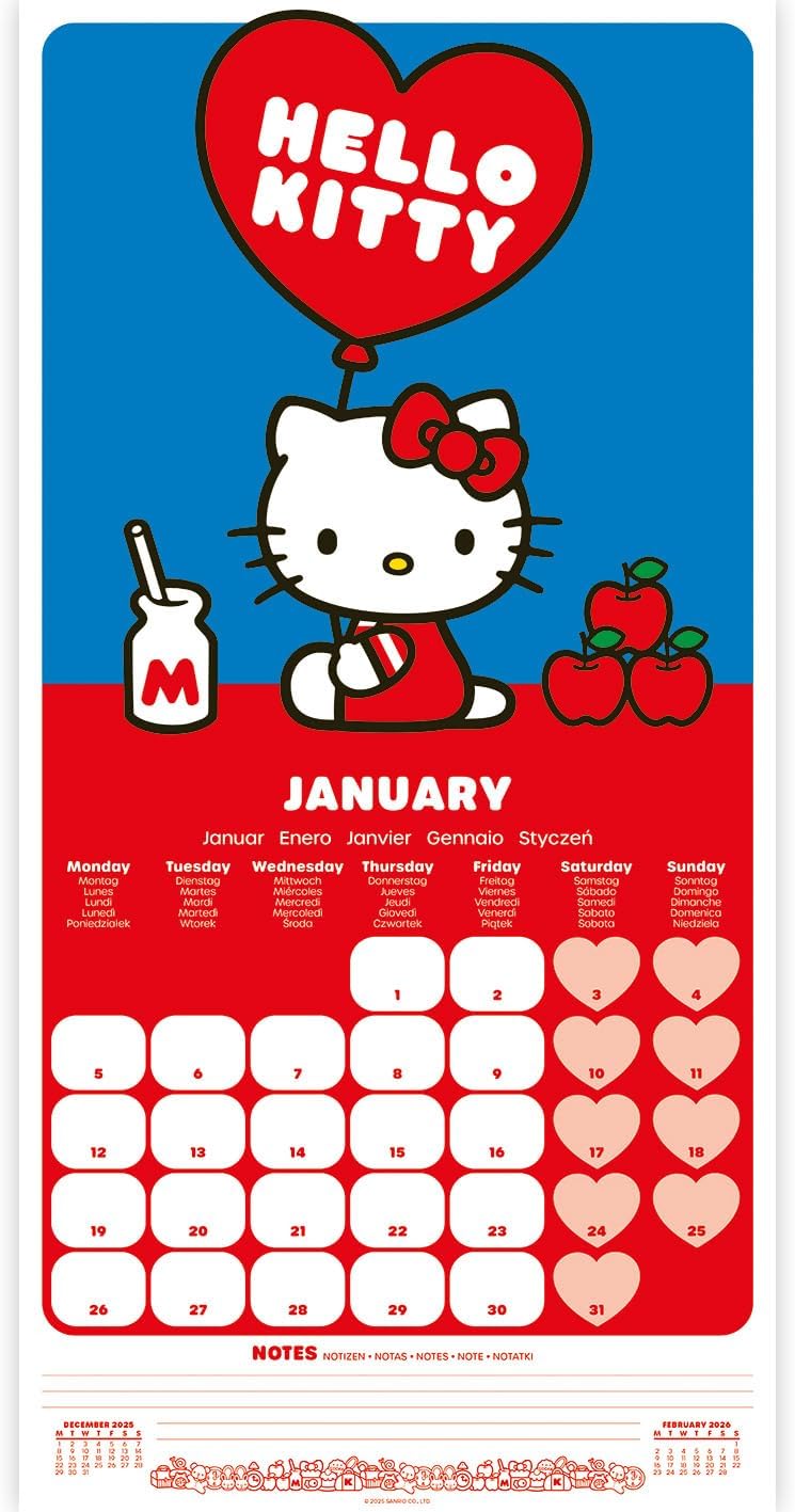 Hello Kitty 2026 Square Calendar