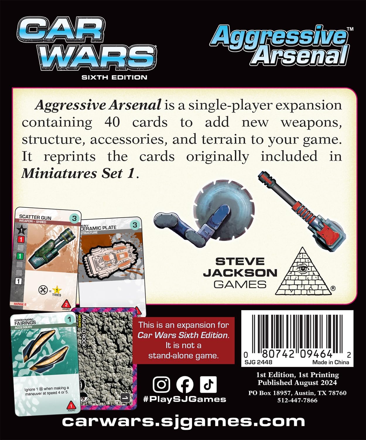 Steve Jackson Games SJG Car Wars Aggresive Arsenal - Espansione RPG da tavolo - da 2 a 4 giocatori e dai 10 anni in su