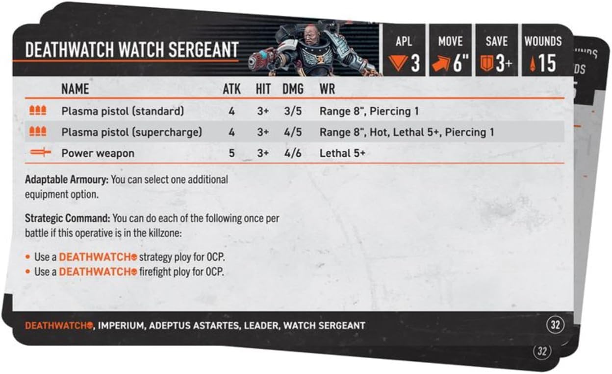 Games Workshop - Warhammer 40,000 - Kill Team Datacards: Deathwatch