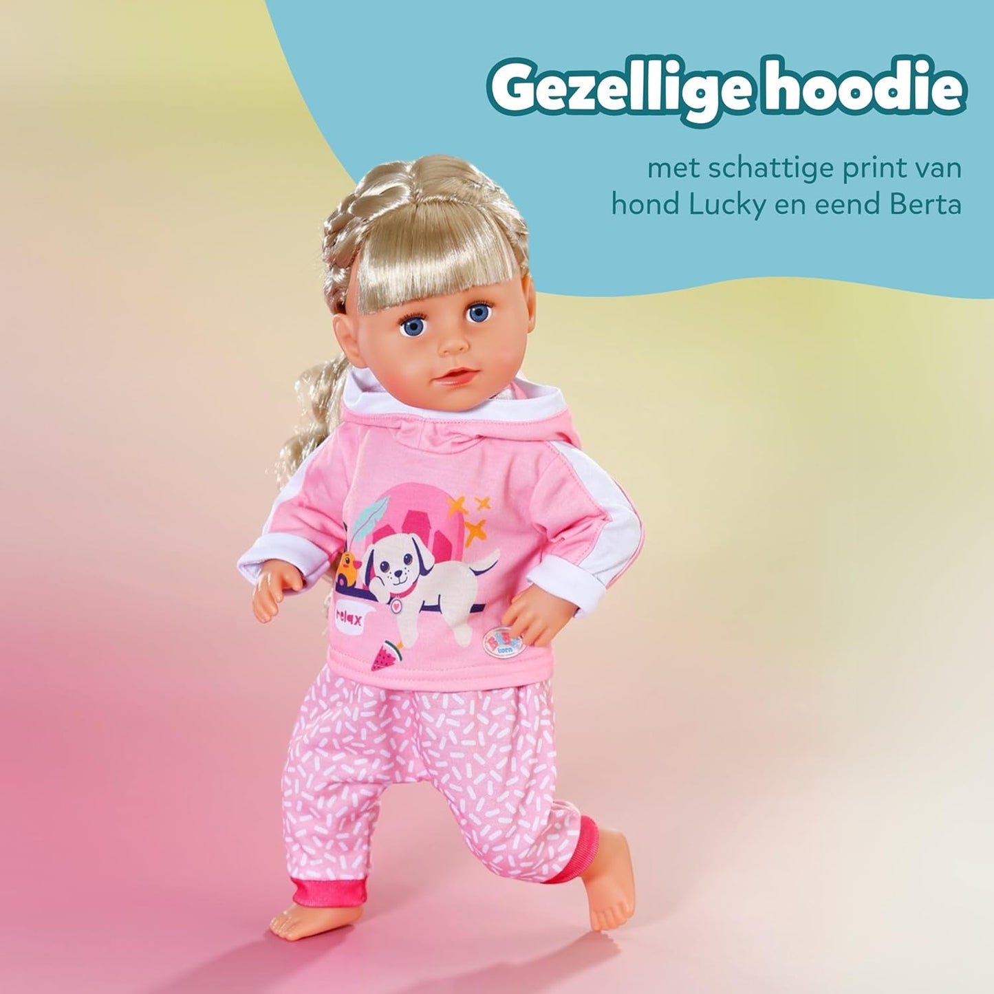 BABY born joggingpak - Met capuchon incl. hondenprint & gedessineerde broek - Hoogwaardige poppenaccessoires - Kleding geschikt voor poppen maat 43 cm