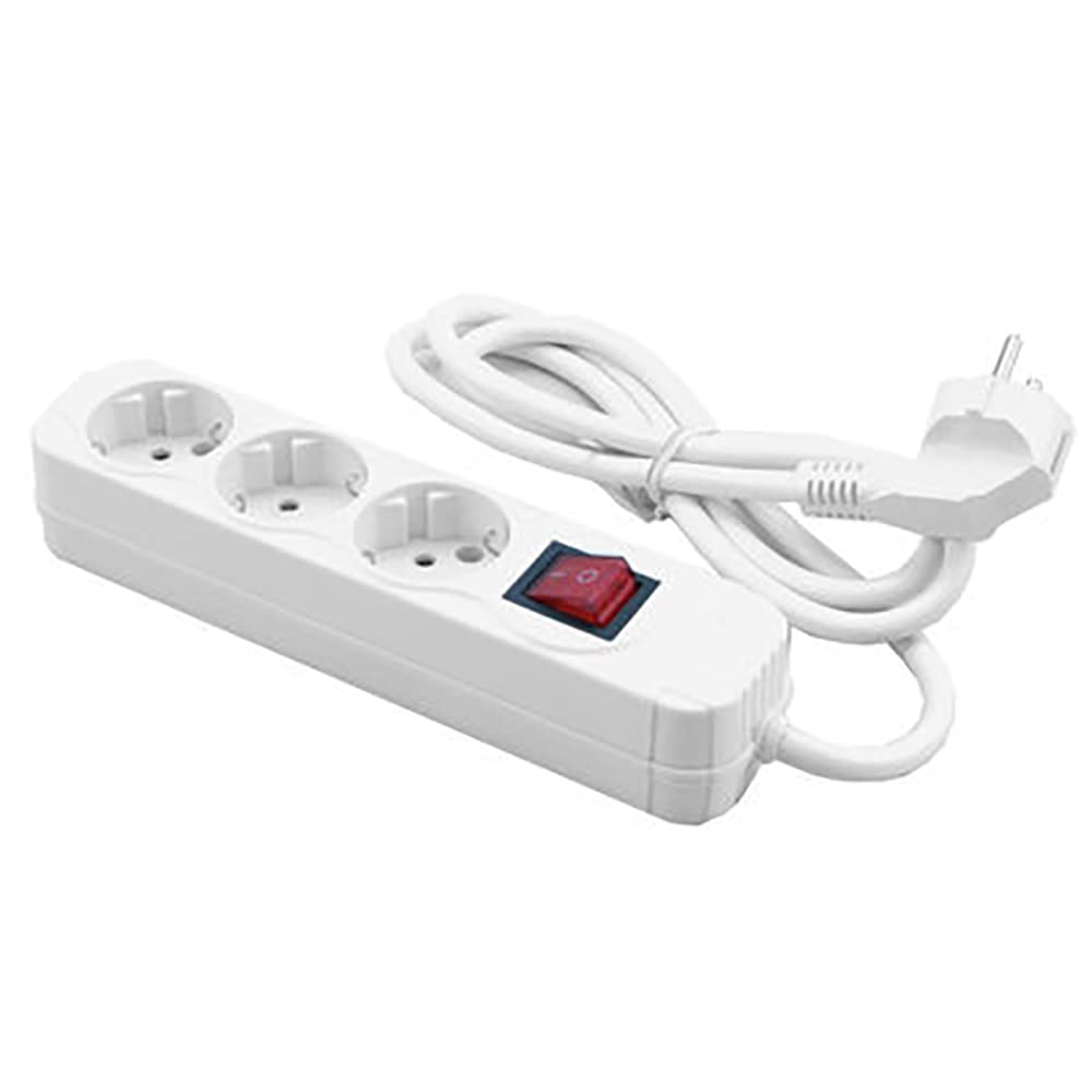 Mediarange 3-Way Socket Strip 1.4M, White