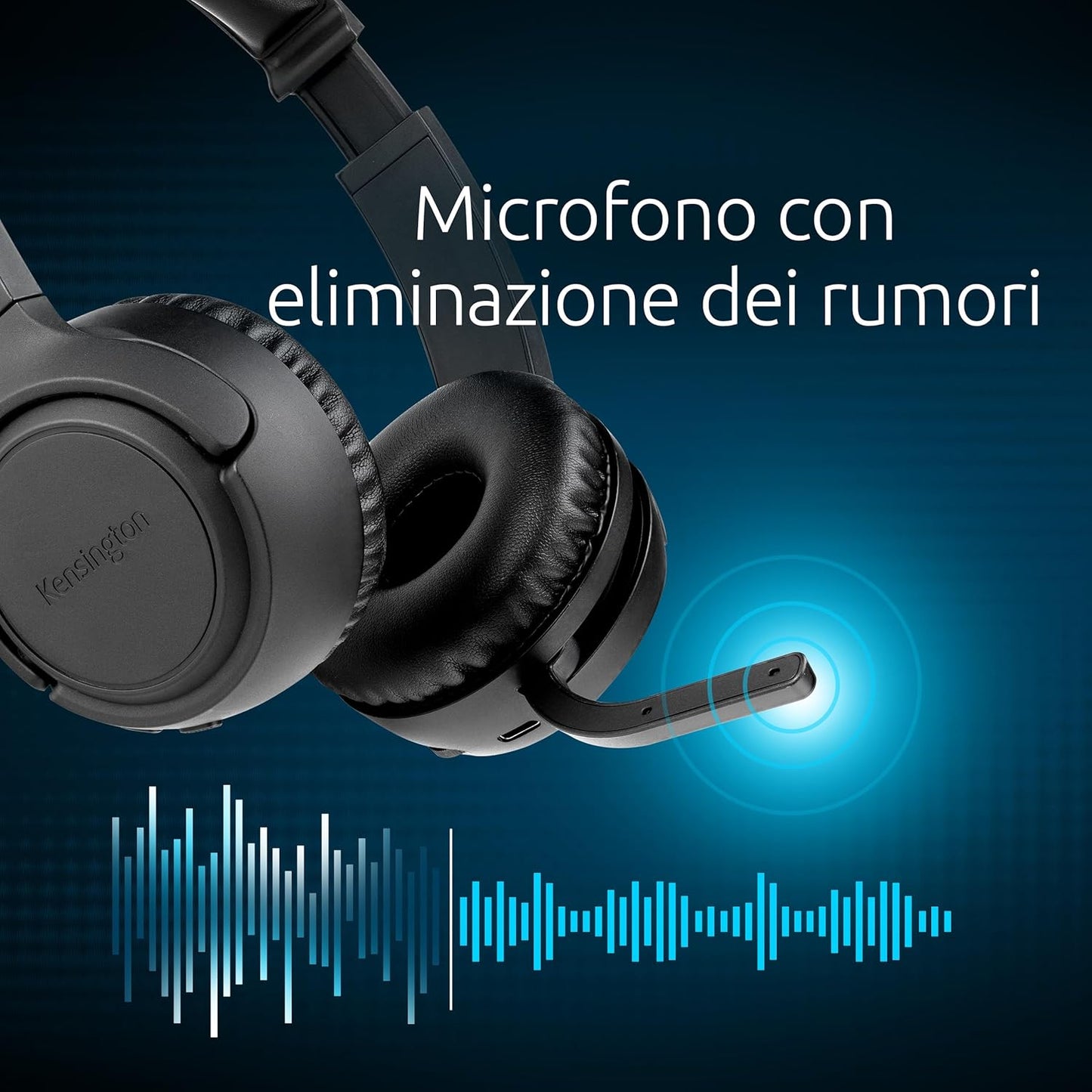 Kensington Cuffie Bluetooth 5.4 H1050 EQ Wireless Cuffie con connessione multipoint, microfono con cancellazione del rumore per ufficio, compatibile con Windows, Mac, PC, laptop, Microsoft Teams, Zoom
