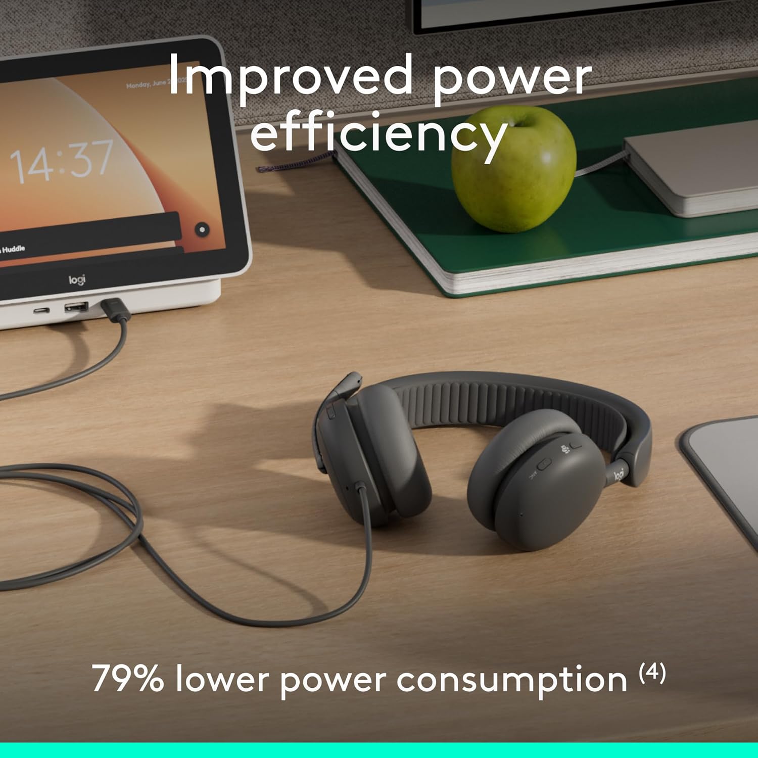 Logitech Zone Wireless 2 ES for Business - Noise-Cancelling Wireless Headset with Adaptive Hybrid ANC, Native Bluetooth, Microsoft Teams Certified - Graphite
