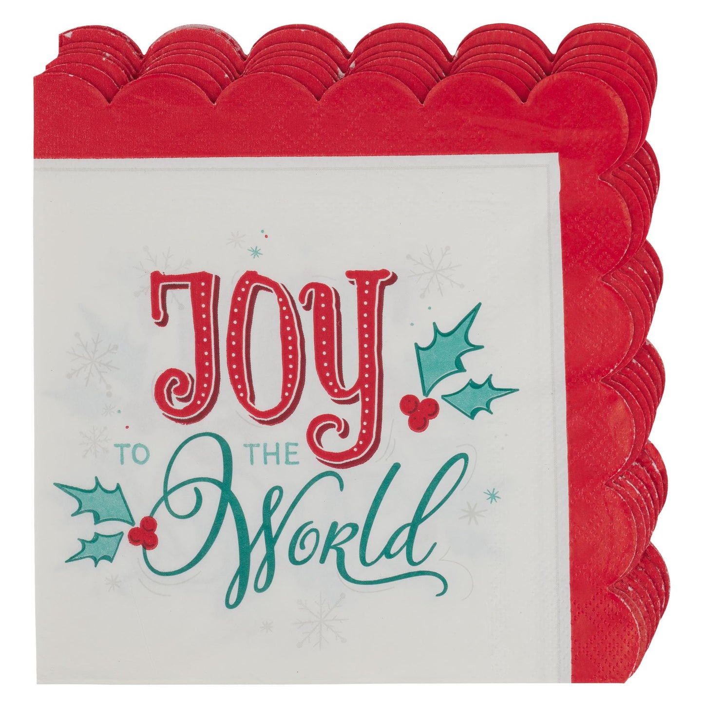 Joy to the World Red Scalloped Paper Napkin Set