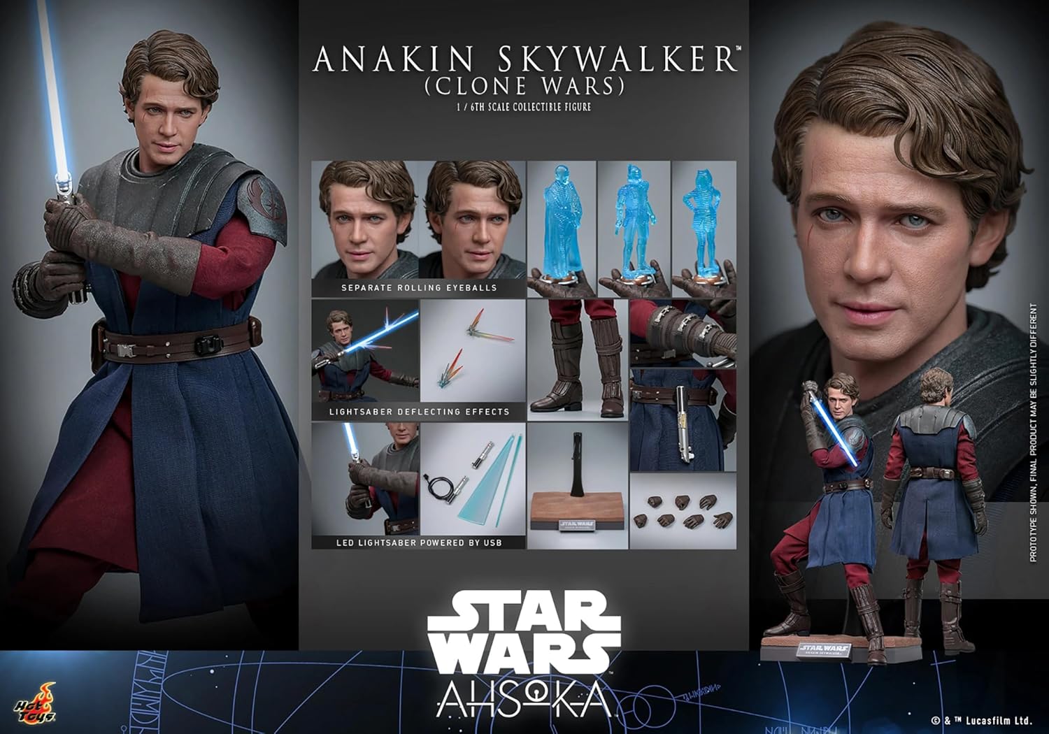 Hot Toys Star Wars : Ahsoka Anakin Skywalker (Clone Wars) Échelle 1/6 Figurine de collection 30,5 cm