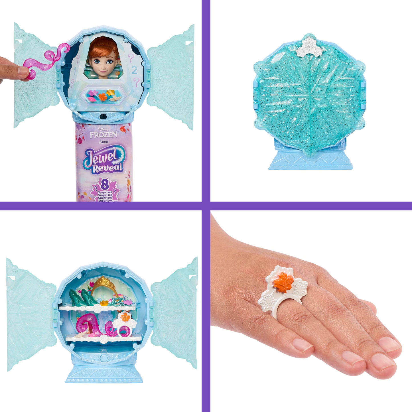 Disney Frozen Jewel Reveal Anna Fashion Doll w/ 8 Surprises Including Gem Box & 10 Accessories