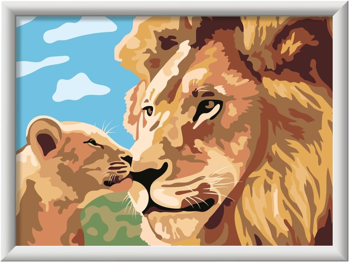 Ravensburger - Creart Serie D Leeuw En Puppy | Schilderset voor kinderen | Schilderen op nummer bevat alles wat nodig is | Spelen voor kinderen van 9 jaar of ouder | Creart 9 jaar