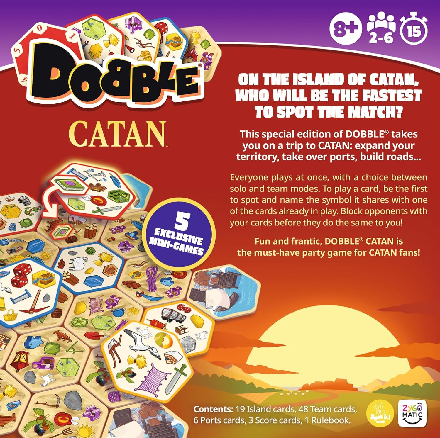 Asmodee | Dobble Catan | Family Card Game | Ages 8+ | 2-6 Players | 15 Minutes Playing Time