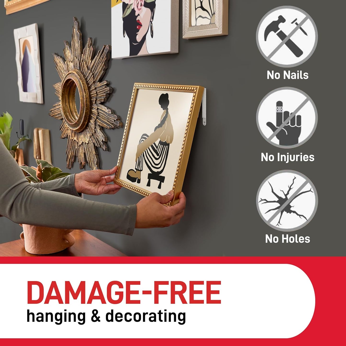 Command Narrow Picture Hanging Strips, White, 4 Pairs (8 Strips) - Adhesive Strips - for Pictures, Frames, Mirrors, Wall décor - Damage Free Hanging