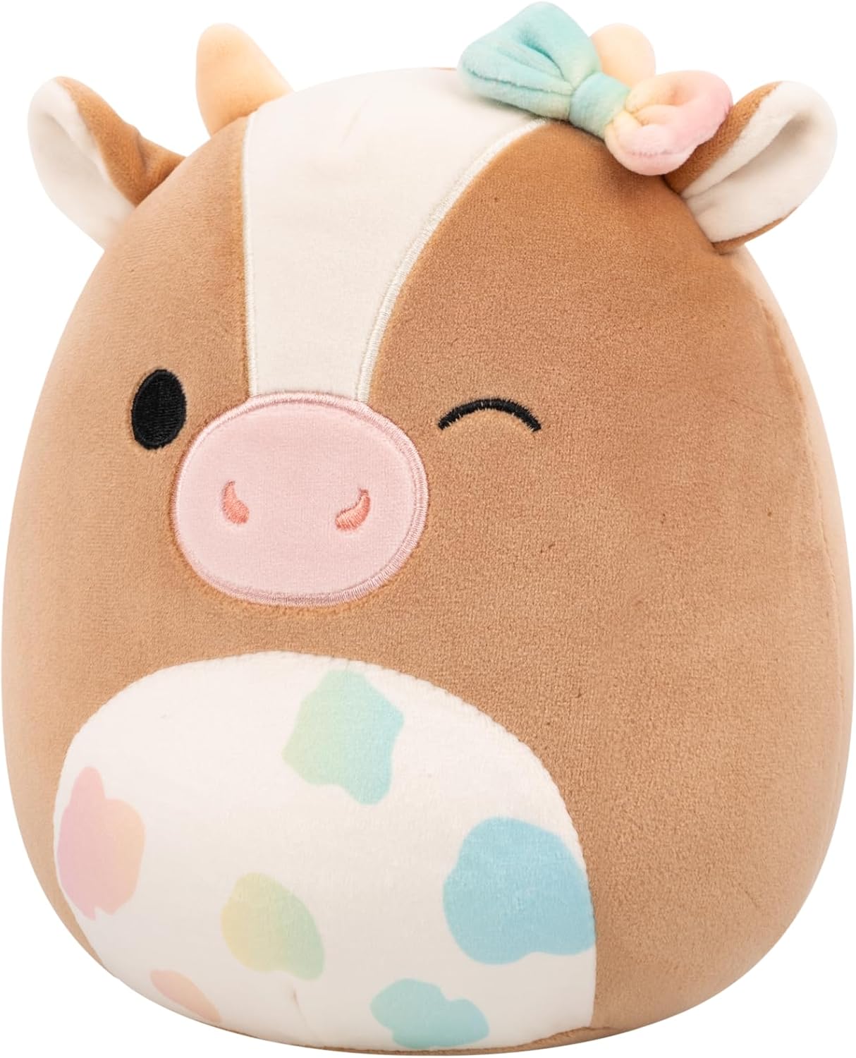 Squishmallows Original Griella the Winking Brown Cow with Rainbow Spotted Belly 8-Inch Plush
