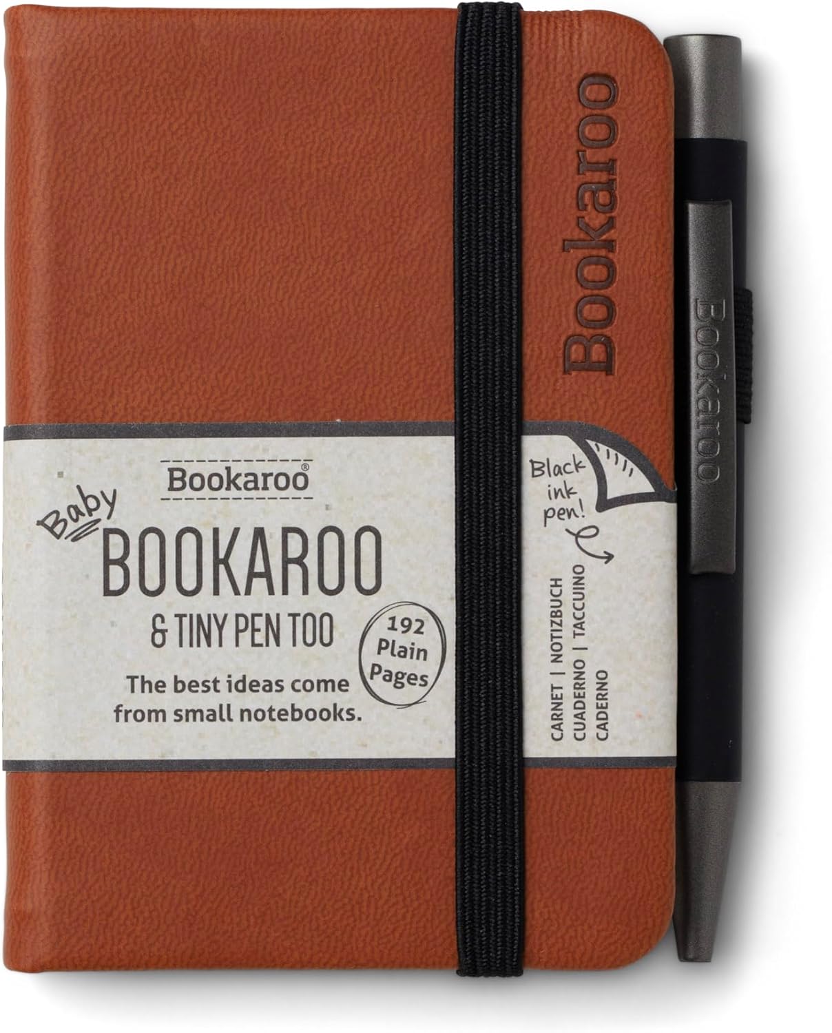 IF Bookaroo Notebook - A7 Pocket and Handbag size Notebook plus Black Ballpoint Pen, 192 pages - Brown