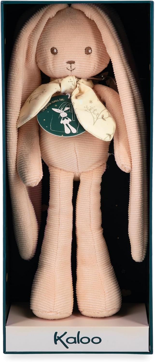 KALOO - Lapinoo - Pfirsichfarbener Hase - Baby-Plüschtier aus Cord - 25 cm - Sehr Weiches Material - Geschenkbox - Ab Geburt, K218015