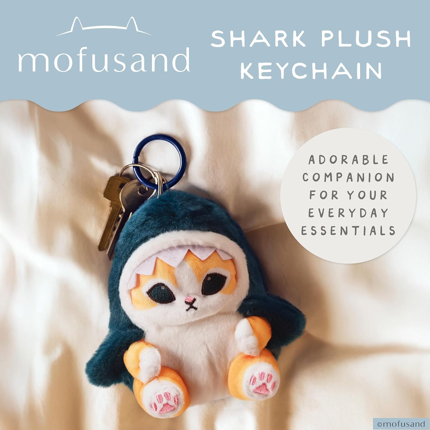 Blue Sky Studios Mofusand Plush – Cute Cat in Shark Outfit – Soft Kawaii Stuffed Toy – Collectible Kitty Plushie – Official Licensed Gift