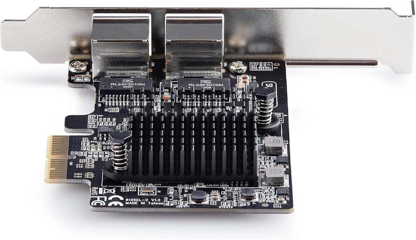StarTech.com 2-Port 5G Gigabit PCIe Network Adapter Card, PCI Express LAN Card, Realtek RTL8126, Windows and Linux, TAA