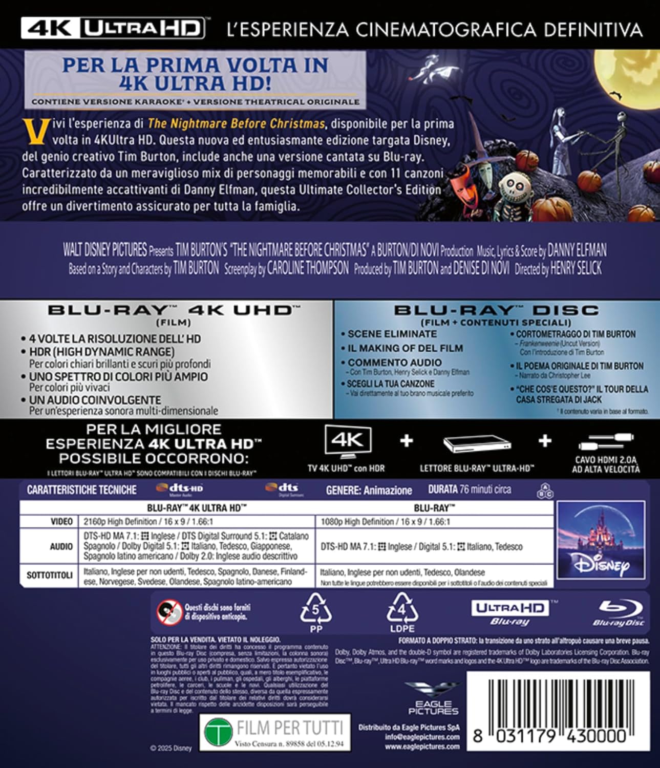 Blu-Ray 4K Uhd Nightmare Before Christmas (The