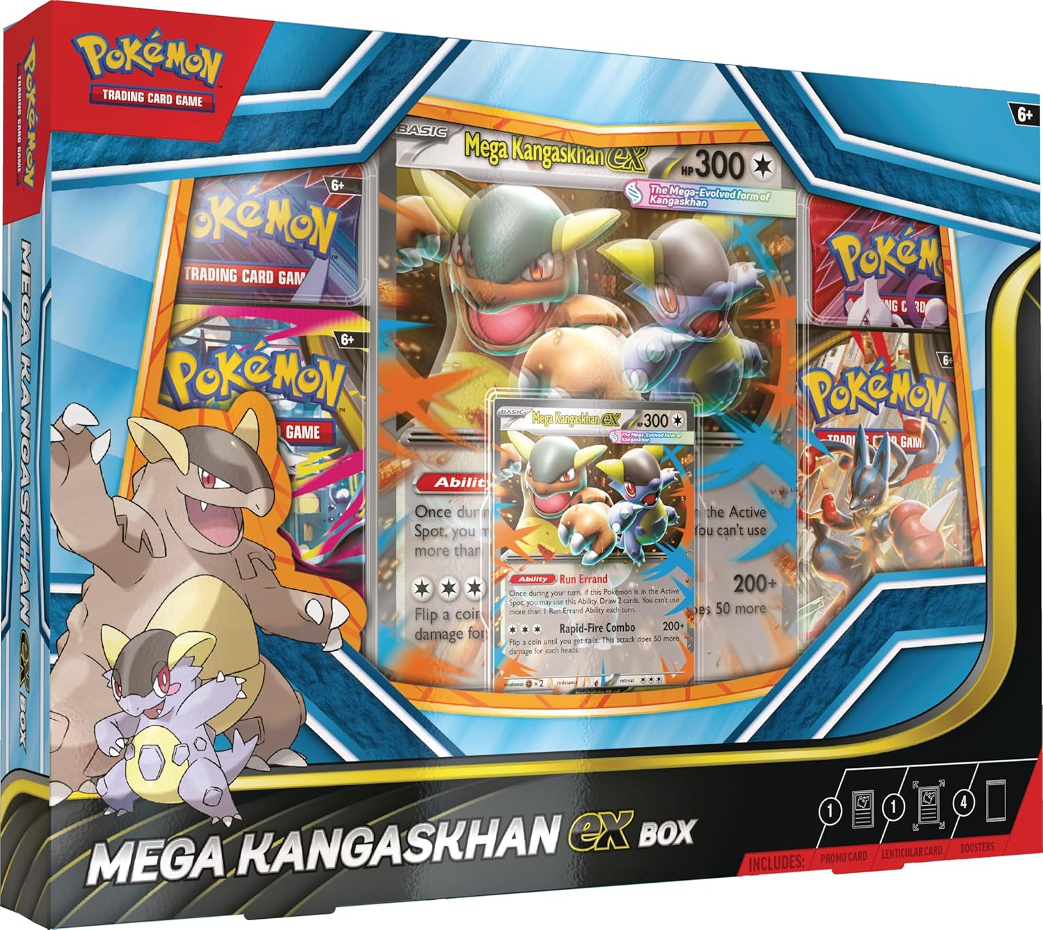 Pokémon TCG: Mega Kangaskhan ex Box (1 Foil Promo Card, 1 Oversize Lenticular Promo Card & 4 Booster Packs