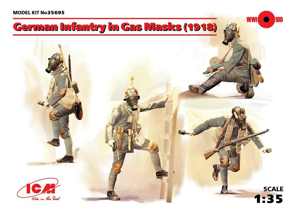 ICM 1:35 - German Infantry in Gas Masks (1918) 4 Figs
