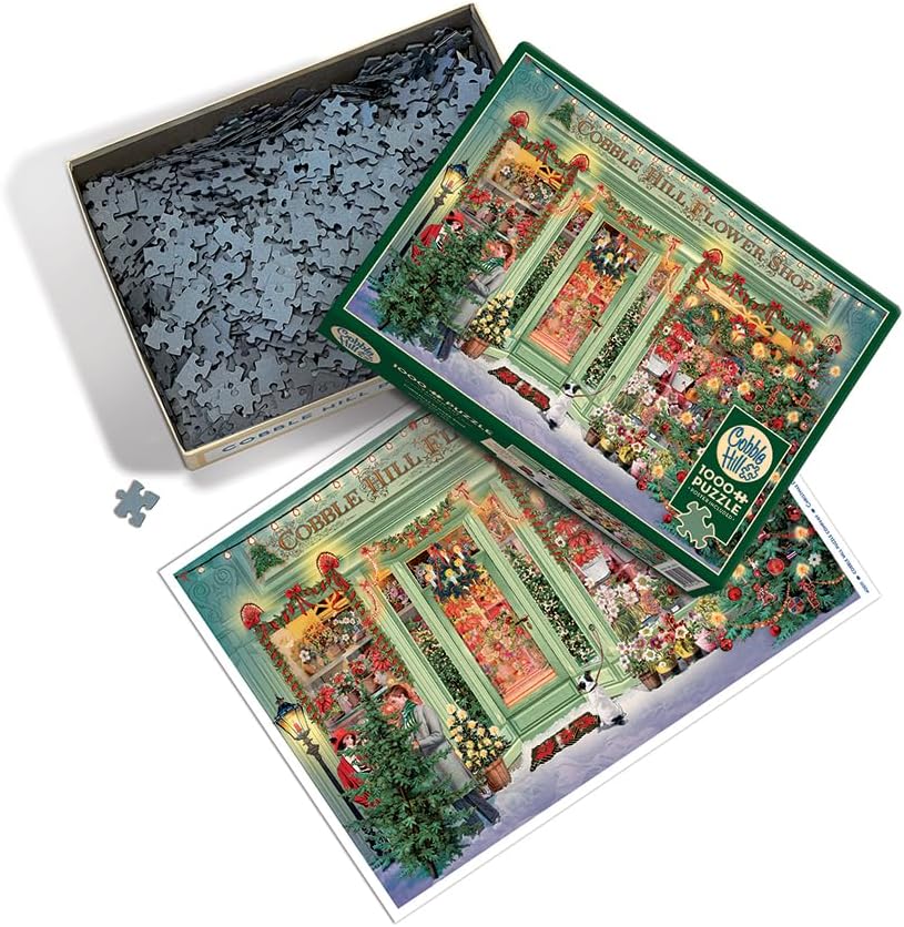 Cobble Hill 1000 Piece Puzzle - Christmas Flower Shop - Sample Poster Included, Deluxe