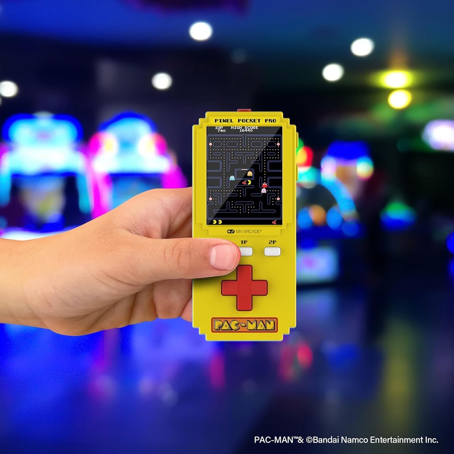 Pac-Man Pixel Player: Offiziell Lizenziertes Pac-Man-Videospiel, tragbare Schlüsselanhänger-Arcade, Spiele für Kinder und Erwachsene