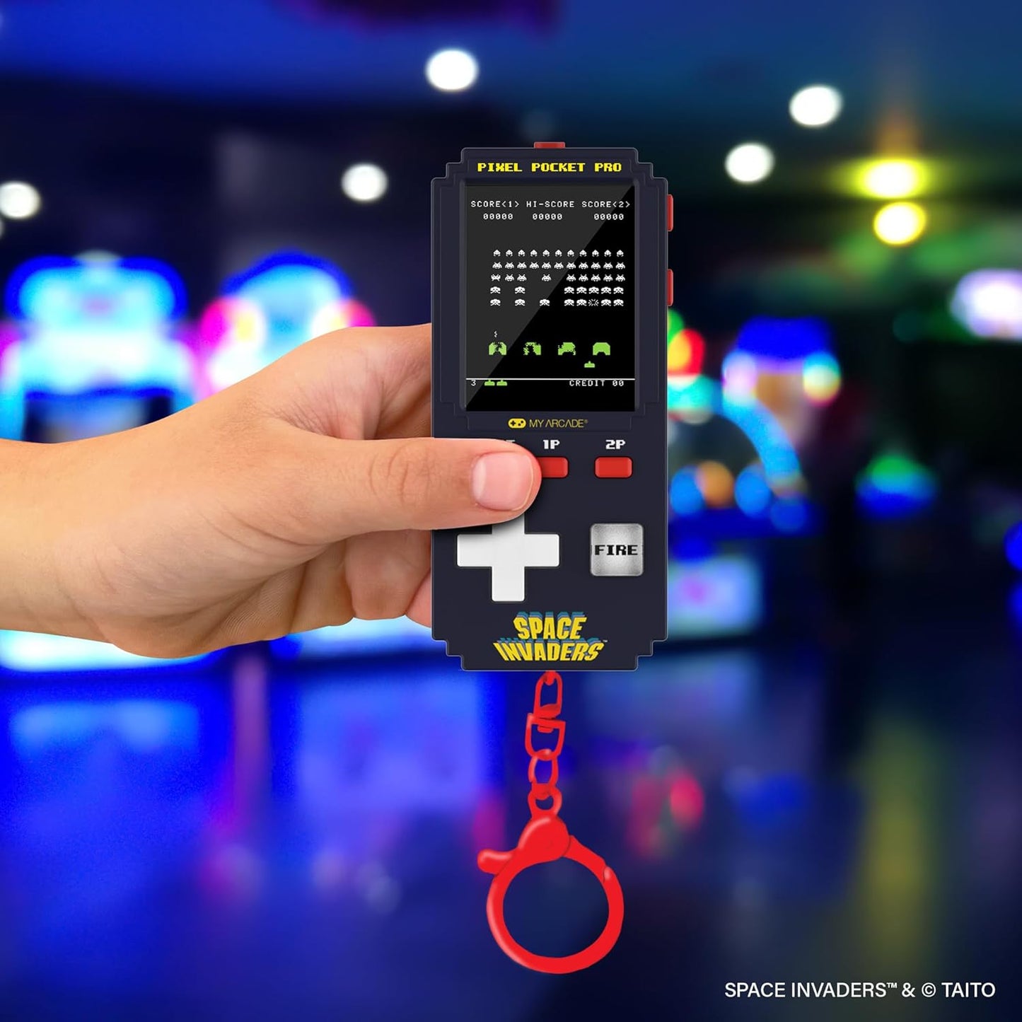 My Arcade Space Invaders Pixel Pocket Pro: officieel gelicentieerde Space Invaders-videogame, draagbare sleutelhanger arcade