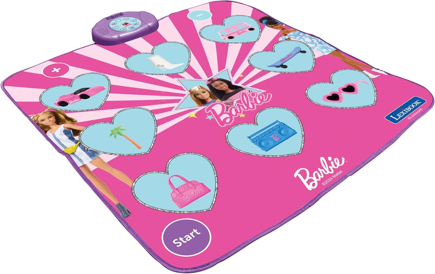 Lexibook, Mattel Barbie, Barbie elektronisch dansmat, Bluetooth en verlicht met 6 spelmodi, Roze, DM10BB