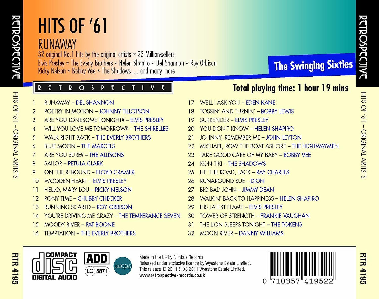 Runaway Hits of '61: 32 Original No. 1 Hits By the Original Artists