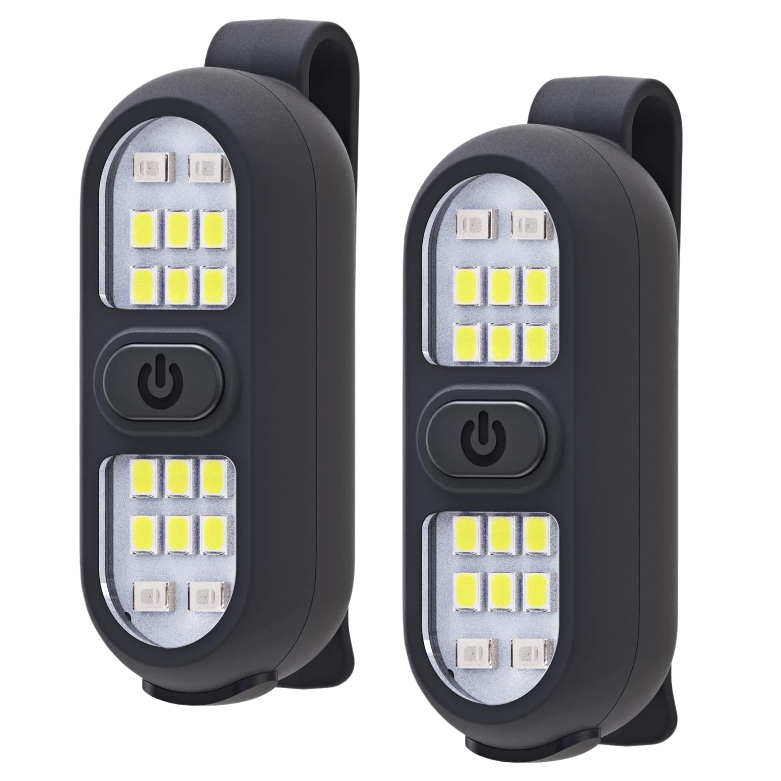 LED Clip-On Lights Set of 2, Rechargeable Waterproof Safety Flashing Light for Running, Cycling, Hiking, Walking, Camping, Night Outdoor Hands Free, Black